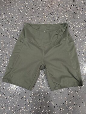Women’s High-Waist Olive Green Performance Shorts